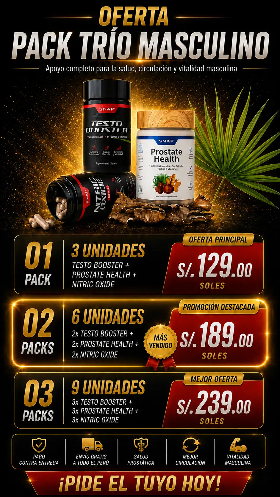 PACK TRÍO MASCULINO: Recupera tu Vitalidad, Fuerza y Bienestar Masculino.