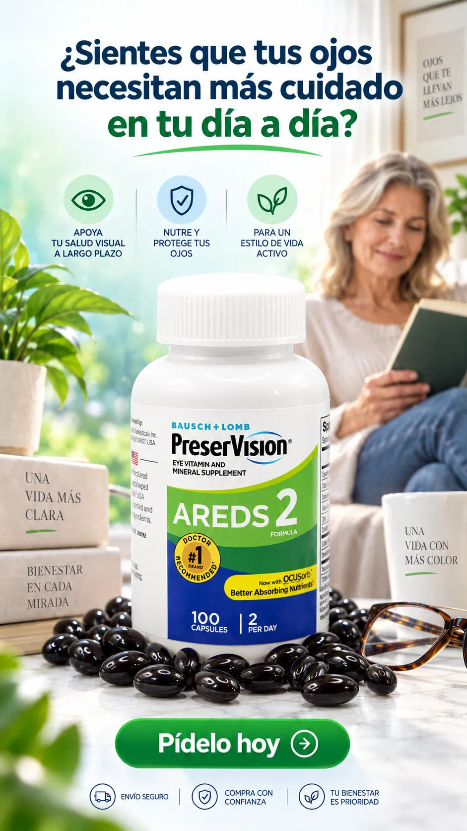 PreserVision AREDS 2 - Suplemento vitamínico y mineral para los ojos