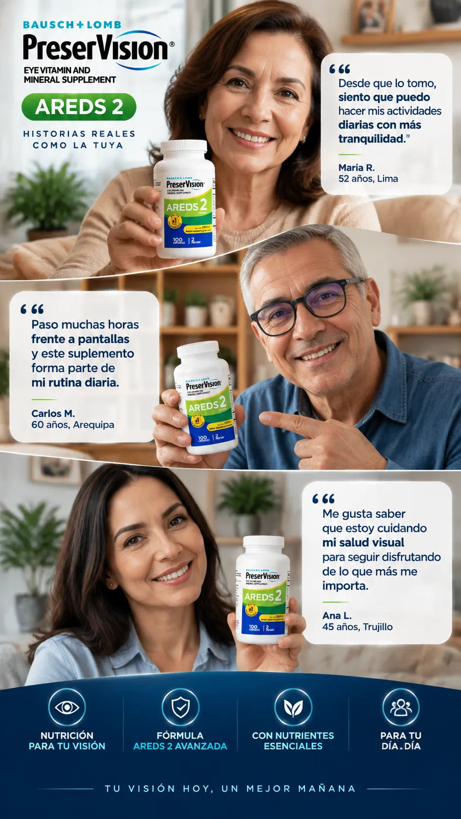 PreserVision AREDS 2 - Suplemento vitamínico y mineral para los ojos