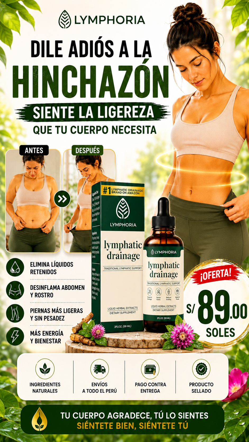 Gotas de Drenaje Linfático – Ayuda a Reducir Hinchazón y Retención de Líquidos | Fórmula Vegana