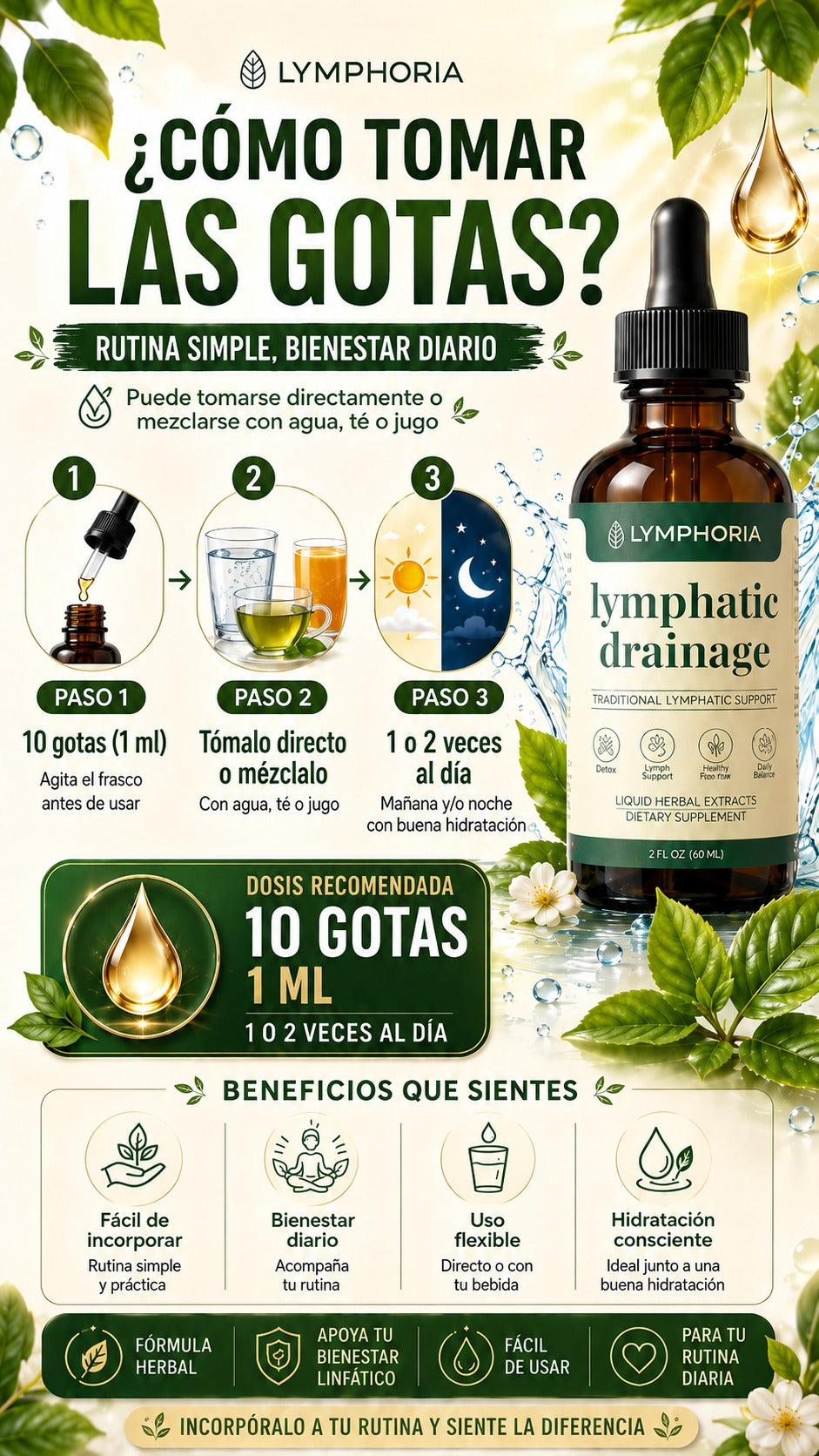 Gotas de Drenaje Linfático – Ayuda a Reducir Hinchazón y Retención de Líquidos | Fórmula Vegana