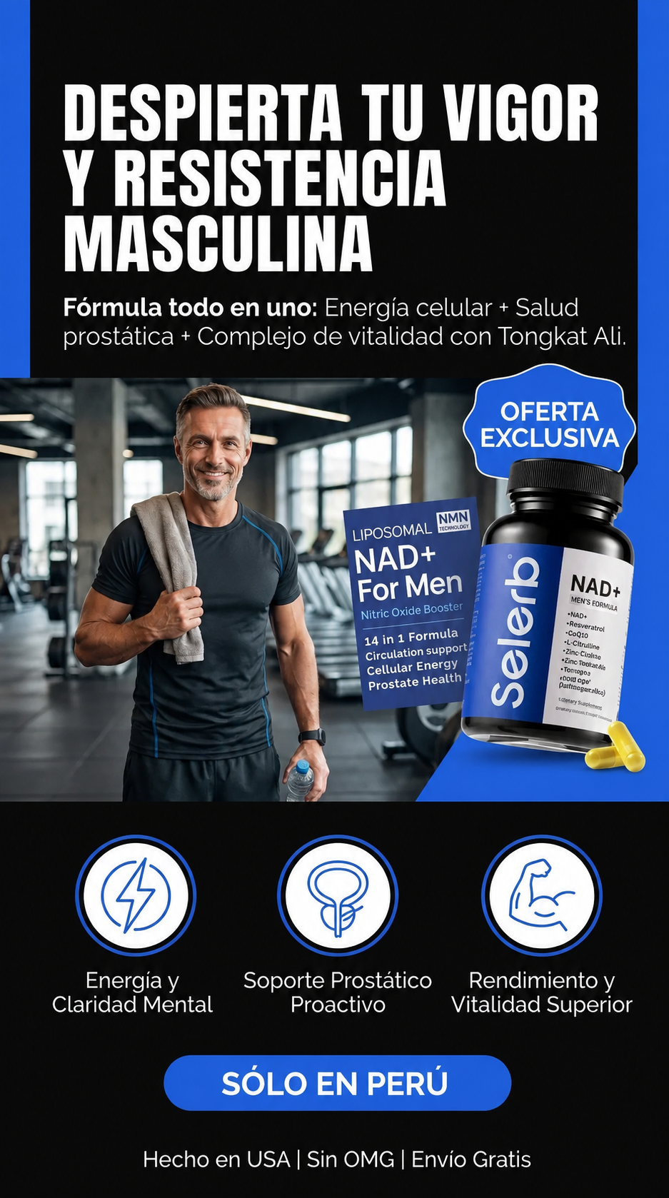 Selerb® NAD+ for men 14 en 1 | Energía, Vitalidad Masculina y Salud Prostática