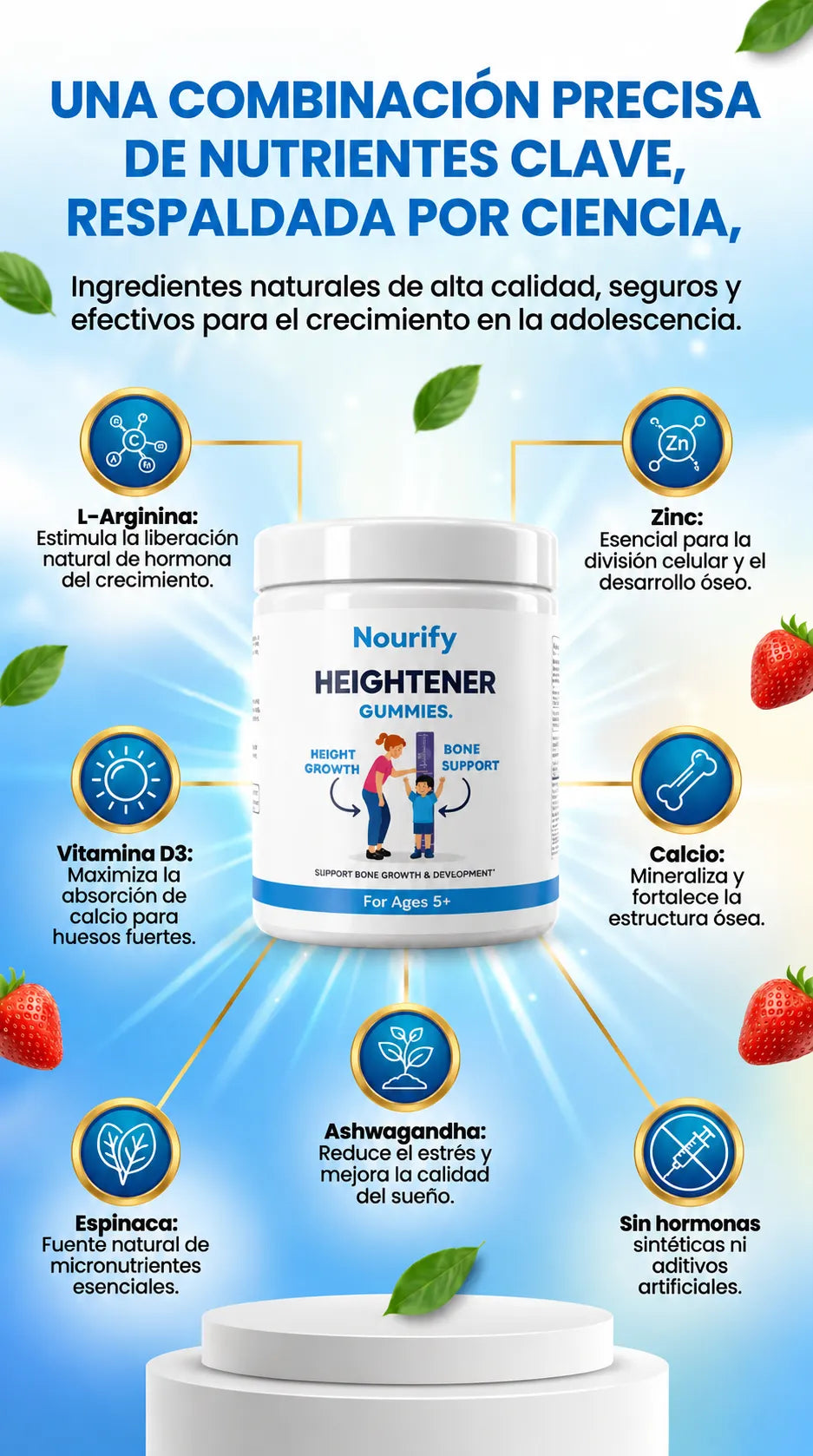 Gomitas Neurify HEIGHTENER - Nutrición Diaria para su Crecimiento (60 gomitas)