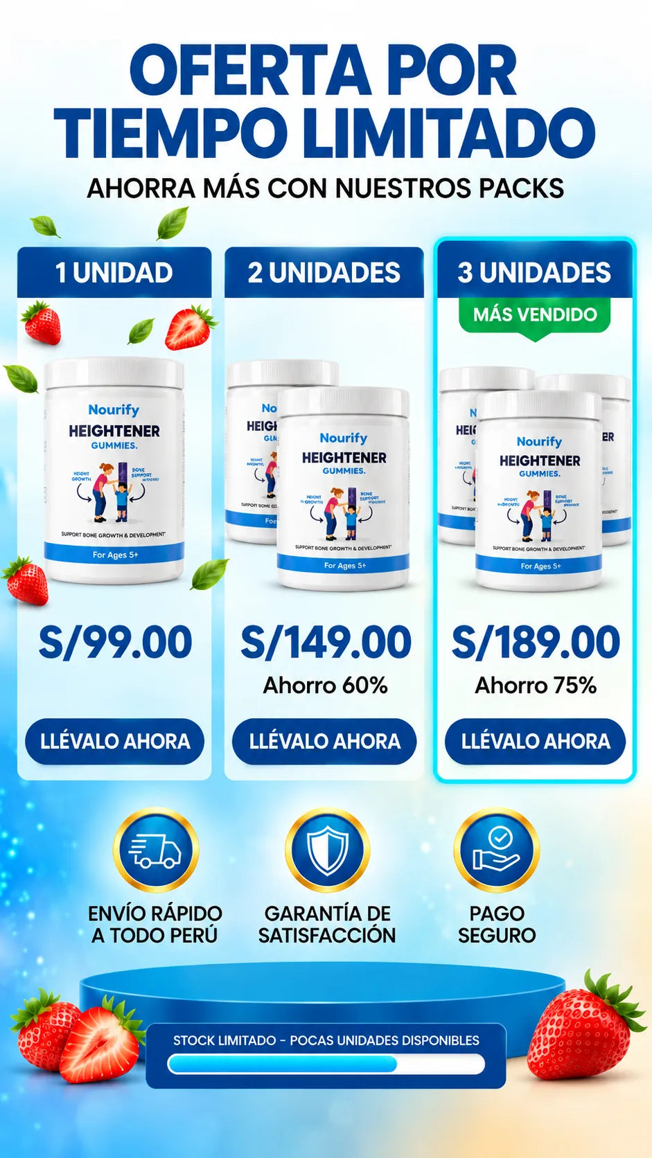 Gomitas Neurify HEIGHTENER - Nutrición Diaria para su Crecimiento (60 gomitas)