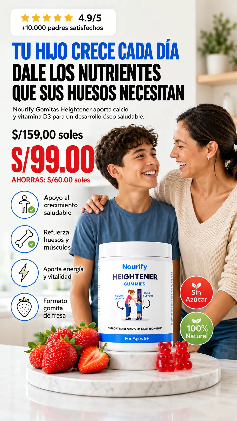 Gomitas Neurify HEIGHTENER - Nutrición Diaria para su Crecimiento (60 gomitas)