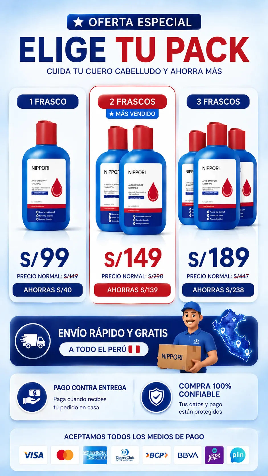 Shampoo Anticaspa y Anticebo - Nippori