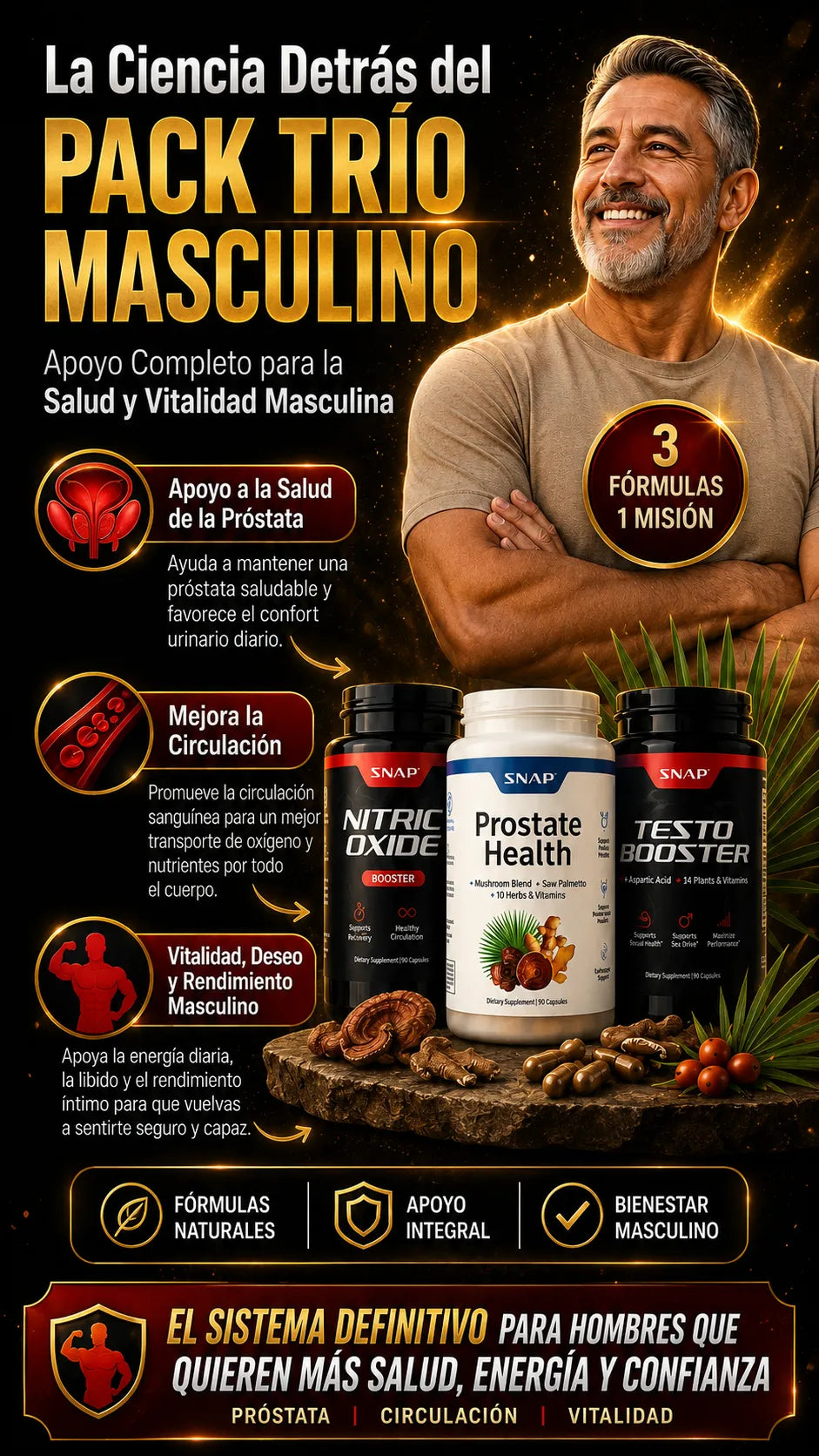 PACK TRÍO MASCULINO: Recupera tu Vitalidad, Fuerza y Bienestar Masculino.