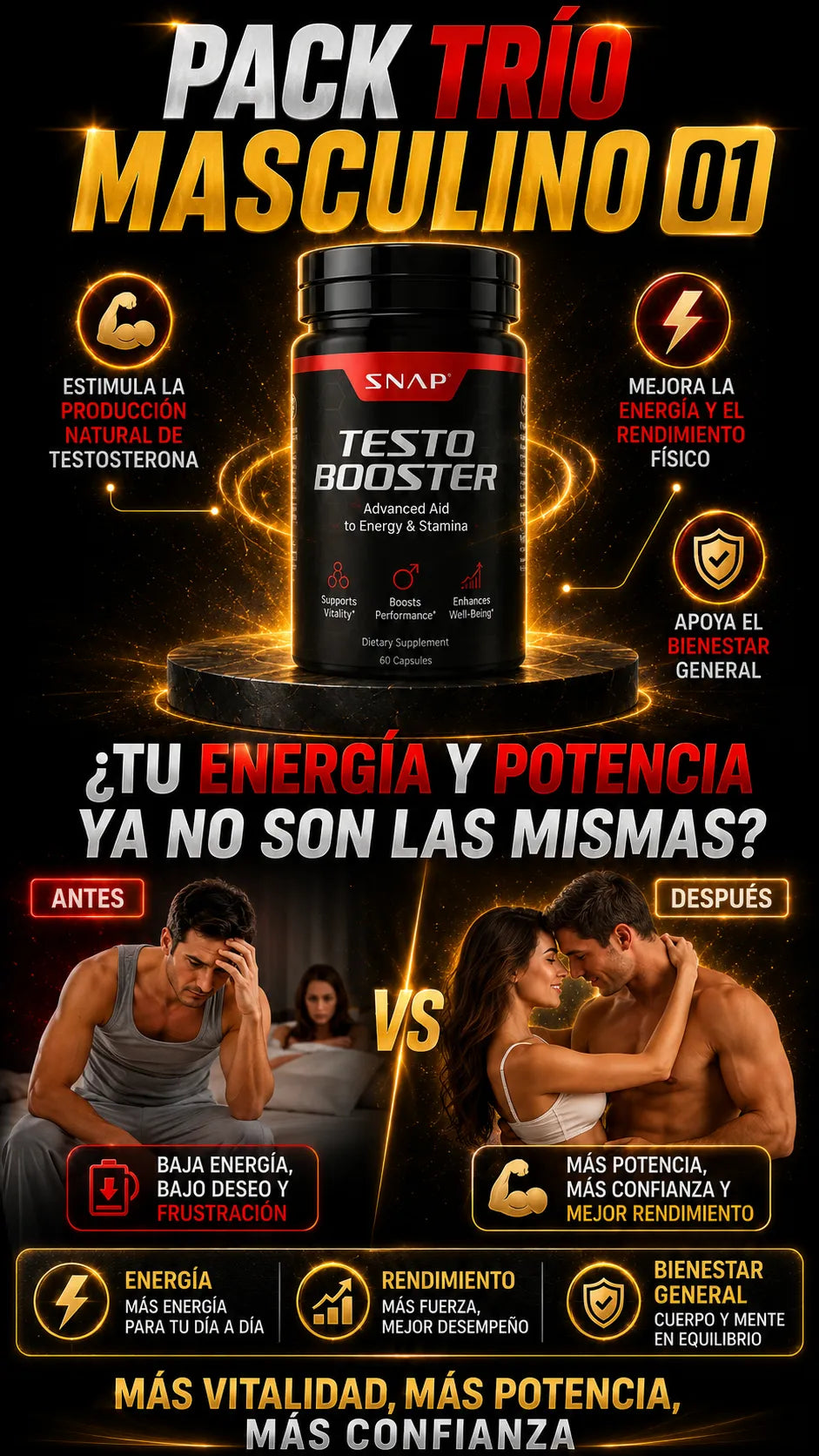 PACK TRÍO MASCULINO: Recupera tu Vitalidad, Fuerza y Bienestar Masculino.