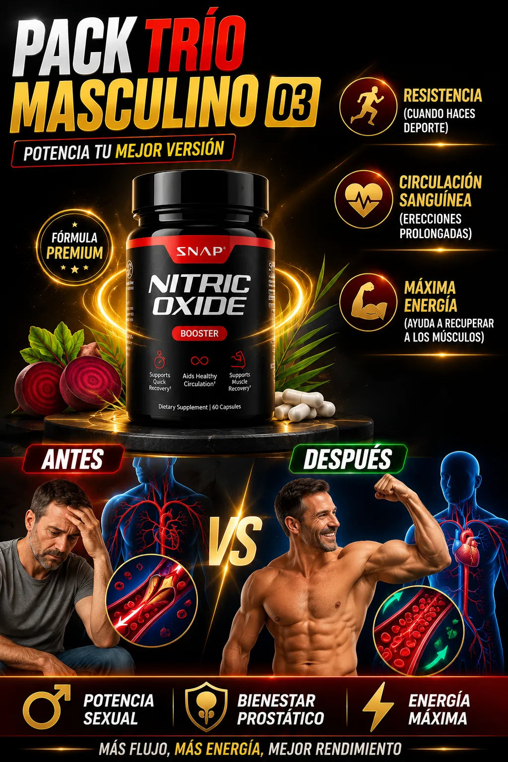 PACK TRÍO MASCULINO: Recupera tu Vitalidad, Fuerza y Bienestar Masculino.
