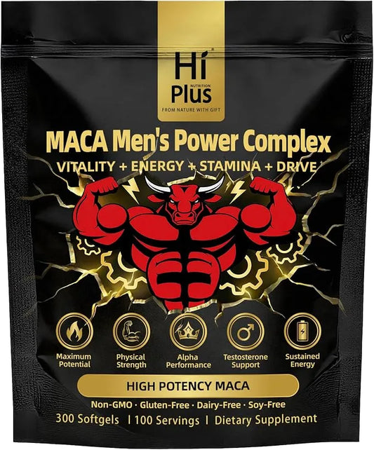 MACA MEN'S POWER COMPLEX: Testosterona, Energía, Resistencia, Recuperación Muscular y Salud de la Próstata.