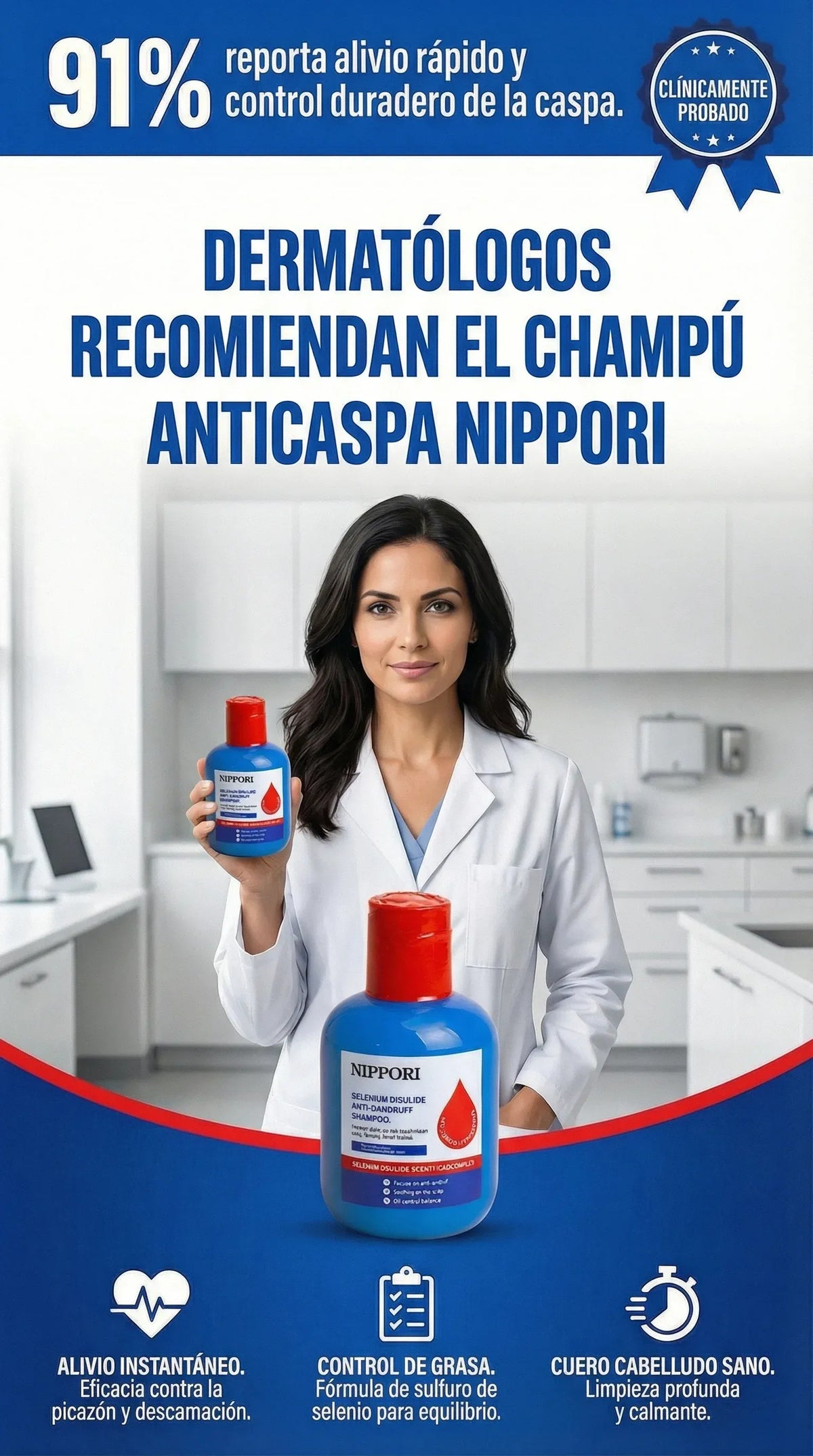 Champú Nippori®: Anticaspa, cuidado del cabello, control de aceite para hombres y mujeres