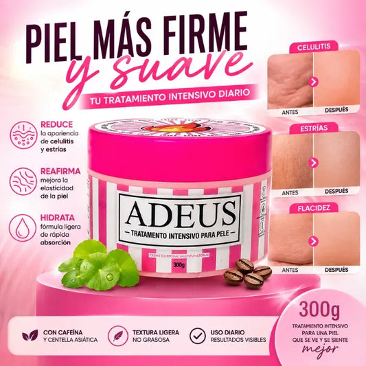 ADEUS CREMA BRASILEÑA – Crema Rosa Anti-Estrías con Árnica, Jengibre, Cafeína y Té Verde