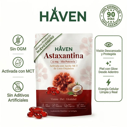 Astaxantina Natural 12mg - Antioxidante de Máxima Absorción para tu Piel, Visión y Energía (120 Cápsulas)