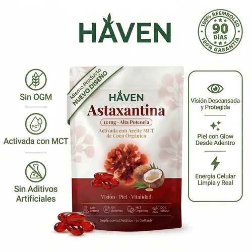 Astaxantina Natural 12mg - Antioxidante de Máxima Absorción para tu Piel, Visión y Energía (120 Cápsulas)