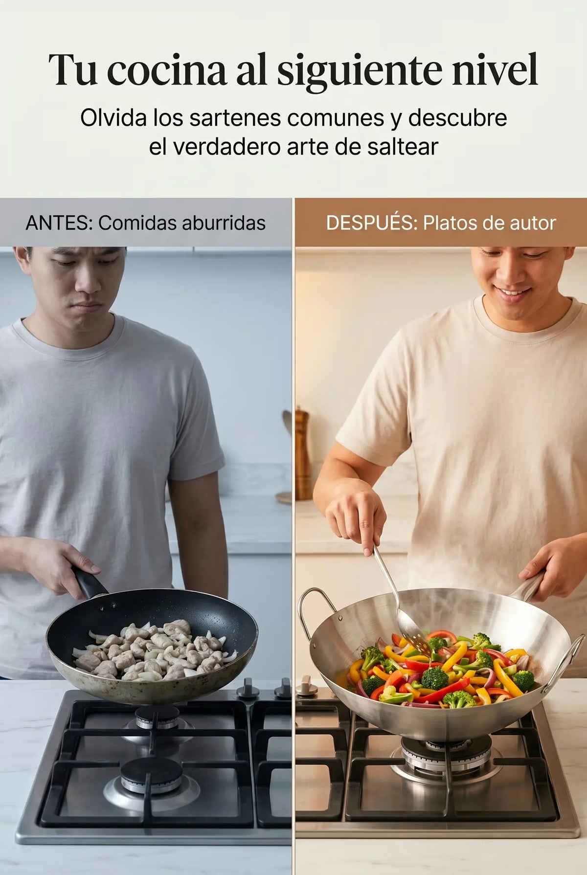 Wok En Acero Inoxidable 2x1