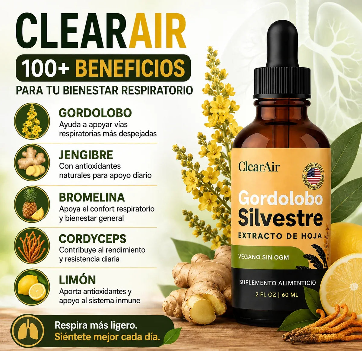 ClearAir™ -Detox Pulmonar - Apoyo Respiratorio para Fumadores y Exfumadores