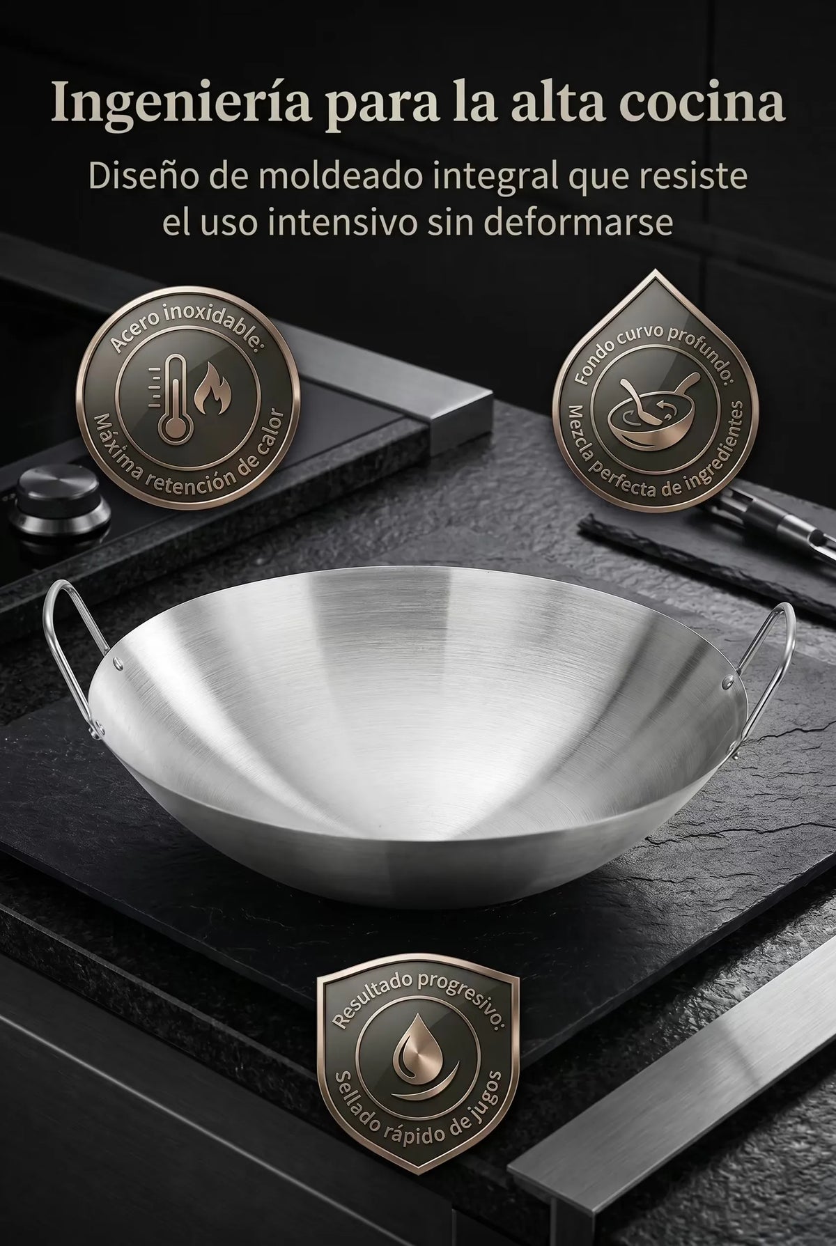 Wok En Acero Inoxidable 2x1