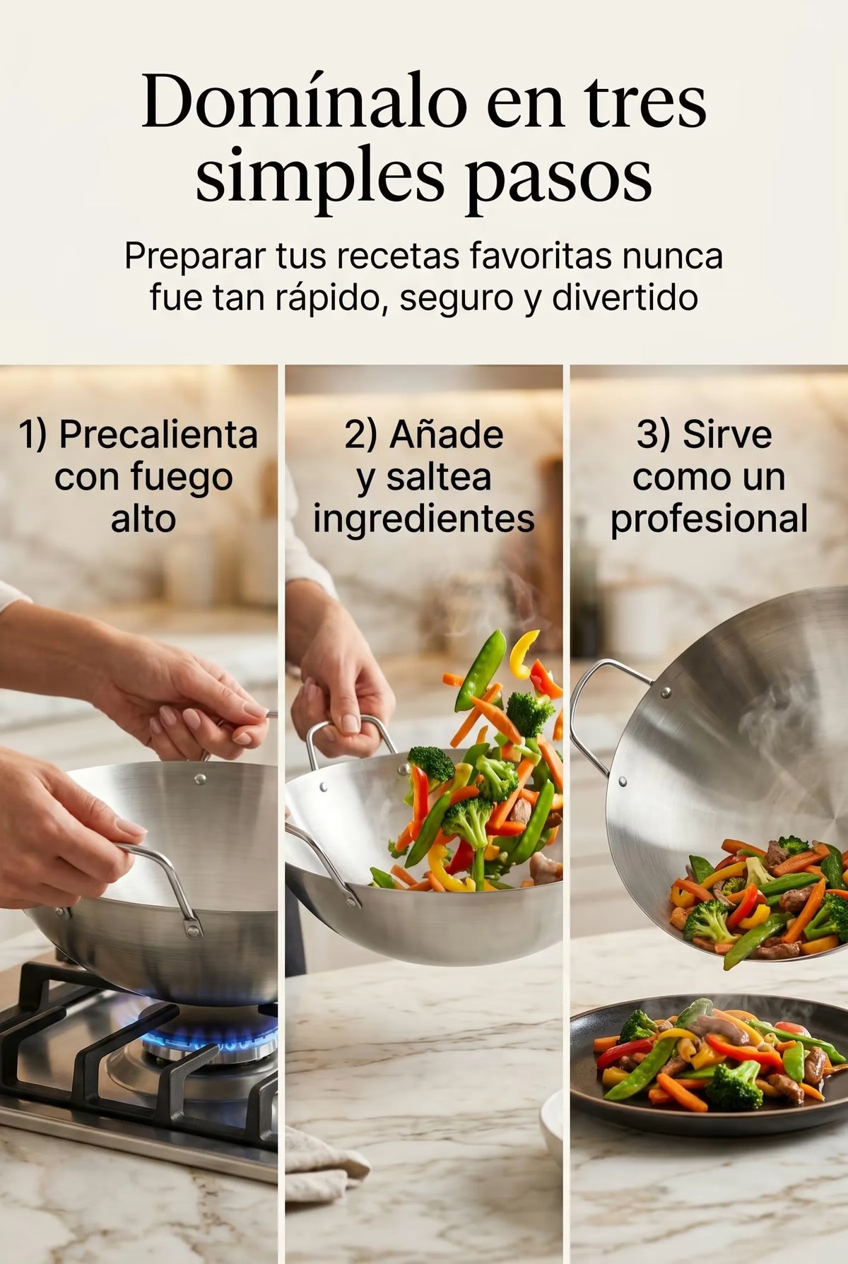 Wok En Acero Inoxidable 2x1