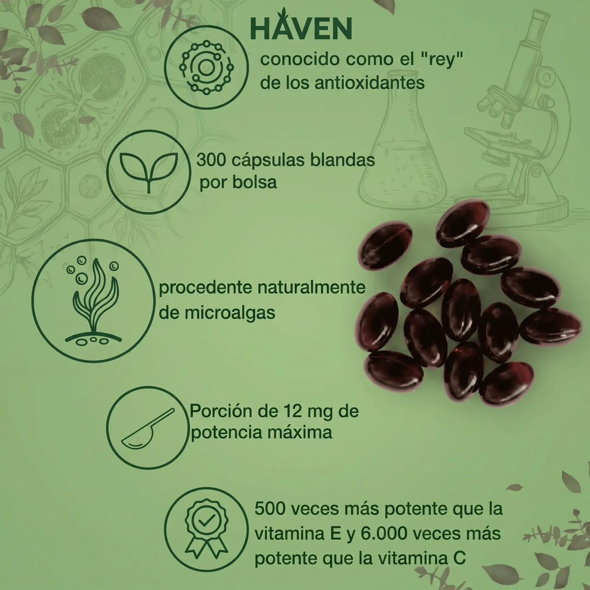 Astaxantina Natural 12mg - Antioxidante de Máxima Absorción para tu Piel, Visión y Energía (120 Cápsulas)