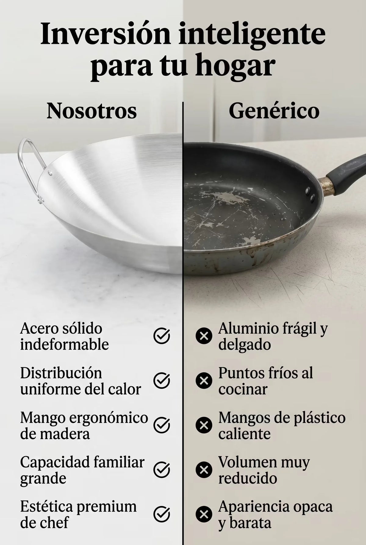 Wok En Acero Inoxidable 2x1