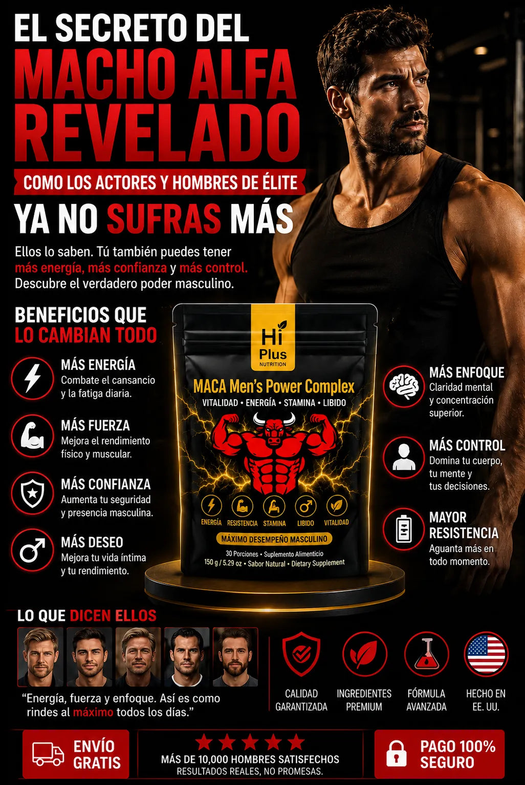 MACA MEN'S POWER COMPLEX: Testosterona, Energía, Resistencia, Recuperación Muscular y Salud de la Próstata.