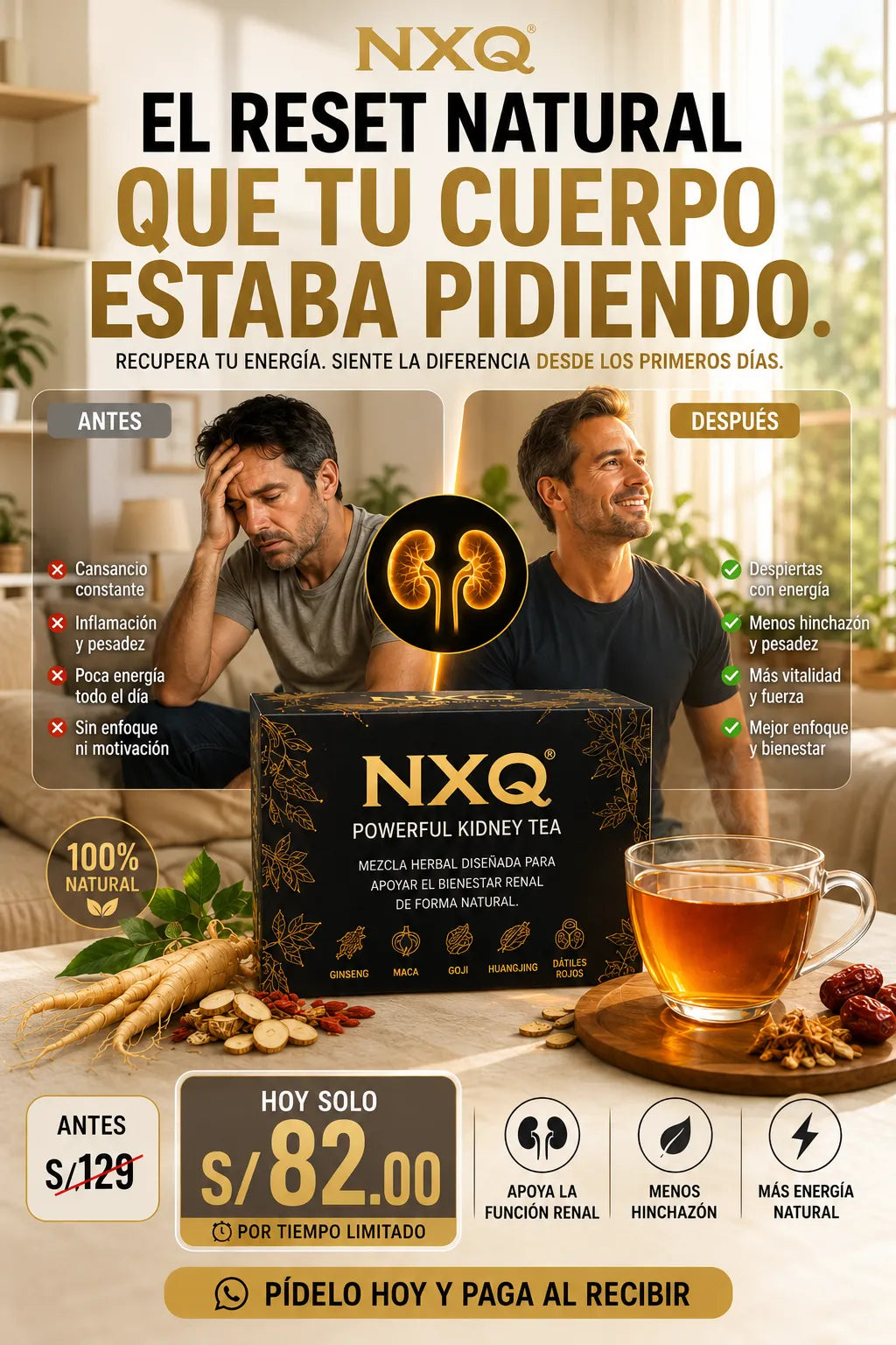 POWERFUL KIDNEY TEA: Limpia tu cuerpo, Renueva tu Energía y Mejora tu Vida.